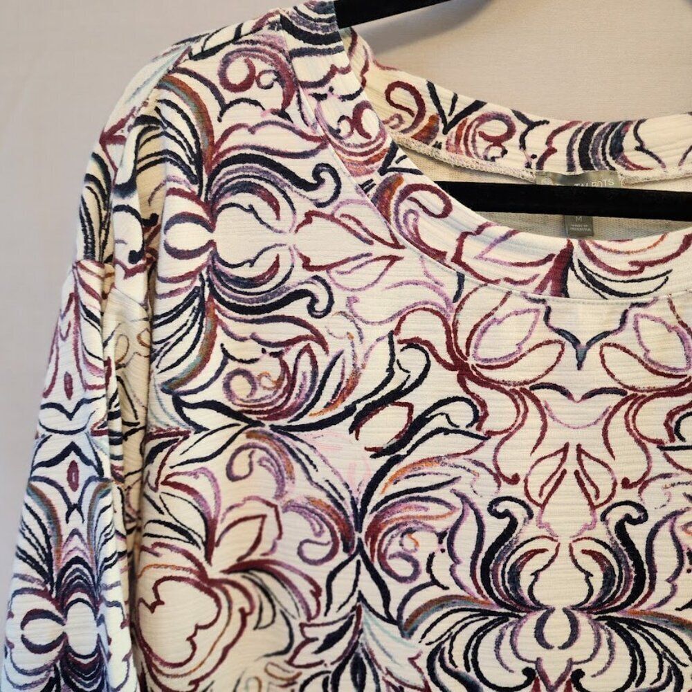 T By Talbots Top Fall Colors Button Sides 3/4 Sle… - image 2